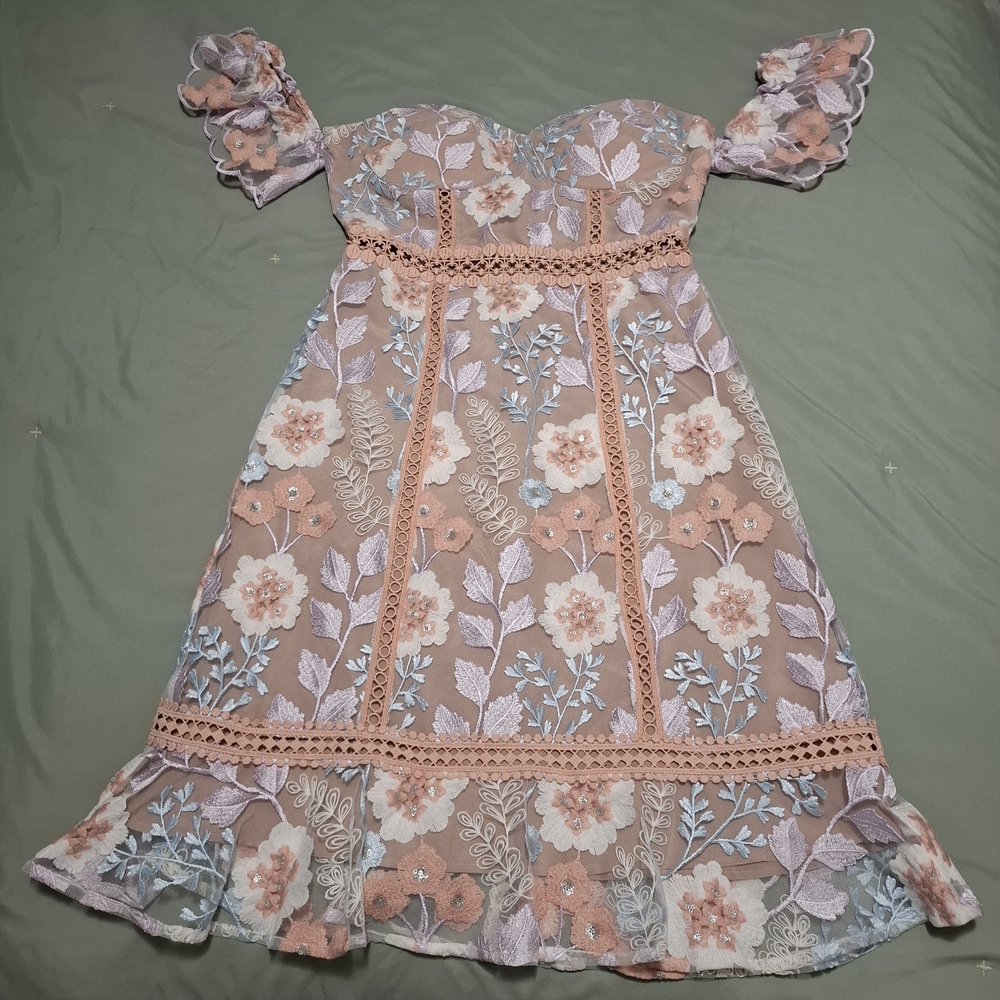 Floral Lace Women Dress Size M